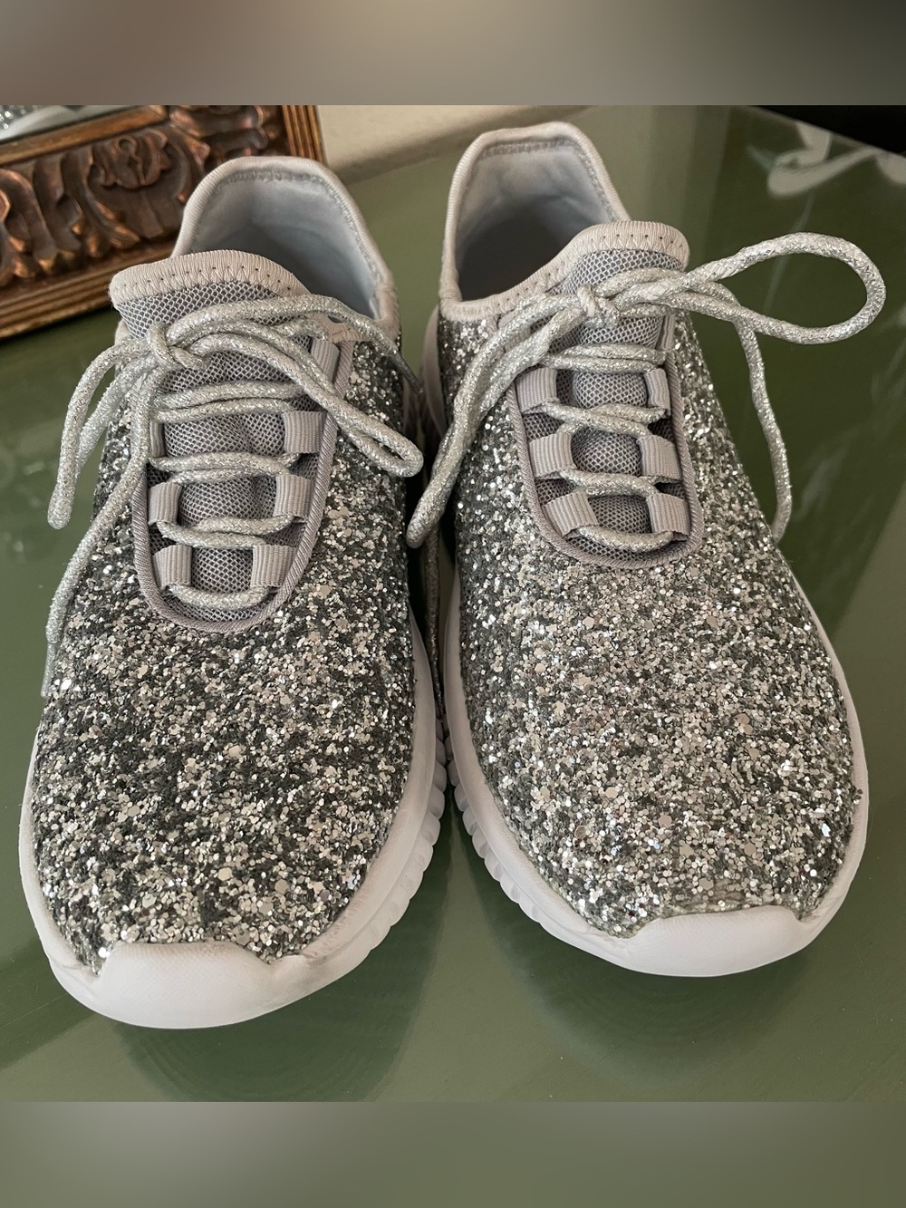 Womens Silver Sparkle Sneakers
